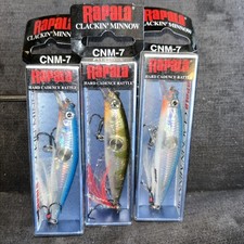 Three Discontinued Rapala Clackin’ Minnow 7 Crankbait Jerkbait Lure CNM-7 NEW!!!