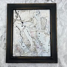 Original Framed Abstract Art Found Object Assemblage Collage 9.5x8  With COA SJ5