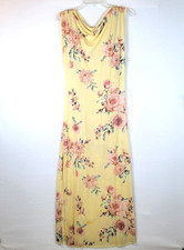 Free People Women Carmel Floral Cowl Neck Mid Dress Size Medium Yellow 90s Boho