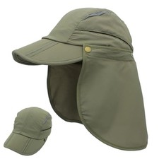  Kids Sun Hat with Removable Neck Flap Outdoor Adventure 3-6 Years Army Green