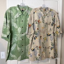 2 Tommy Bahama Silk Floral Hawaiian Short Sleeved Shirts XL