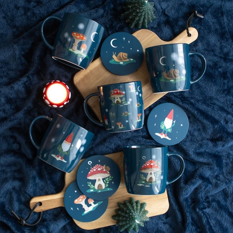 Set of 4 Coasters Winter Forest Gnome Sweet Gnome Range Coaster Gift Set - Image 4 of 4