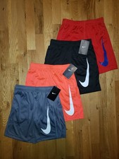 4 Pair Nike Boys Dri-Fit Shorts Size 7 Big Swoosh Pockets EUC NEW