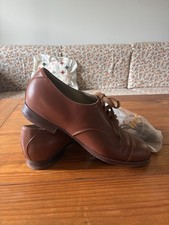 memery Women’s 1940S Brown Leather Cap Toe Lace-Up Oxford Dress Shoes US 8 EU 39