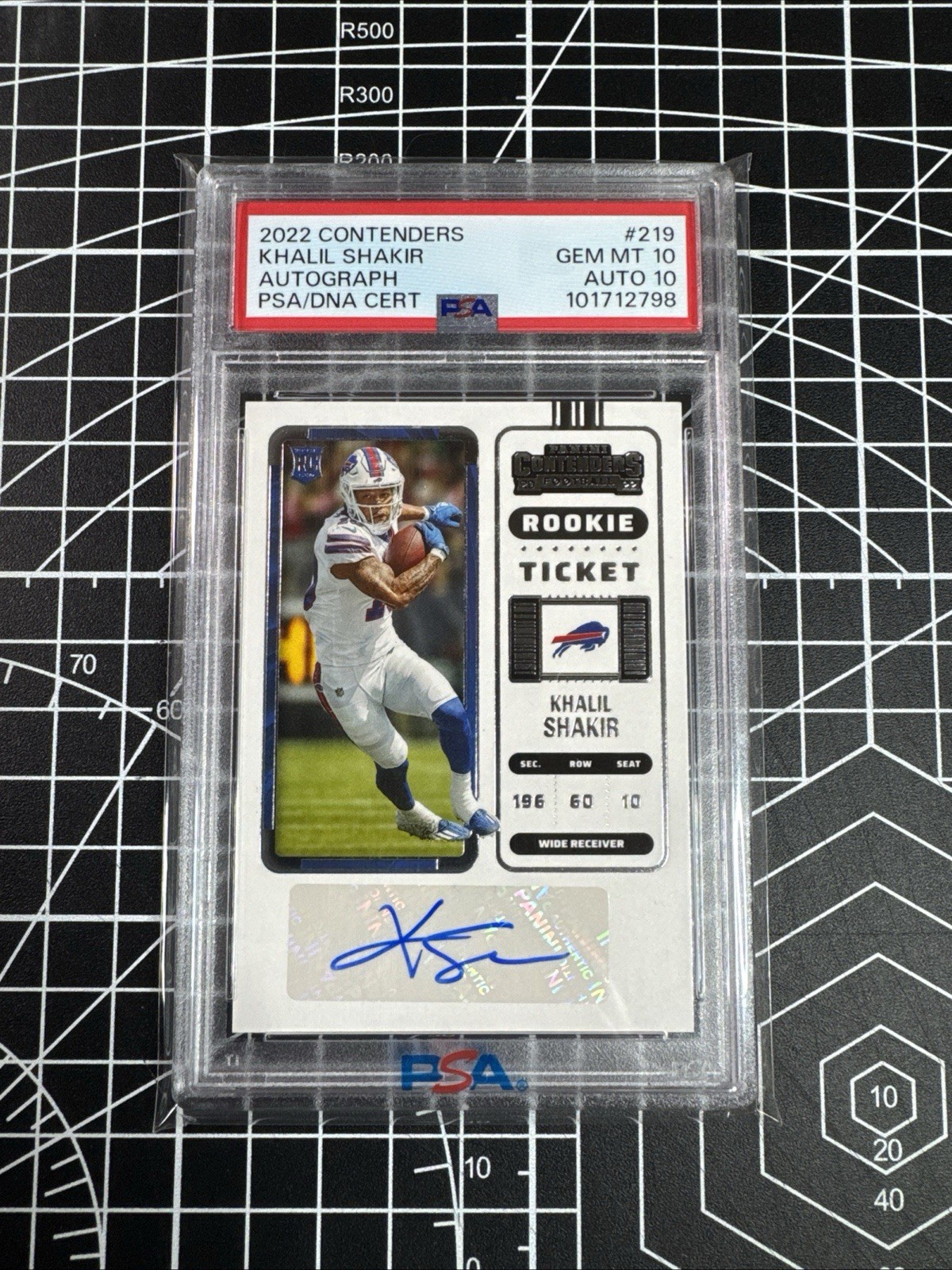 2022 Contenders Rookie Ticket Khalil Shakir #219 PSA 10 GEM MT Rookie Auto RC
