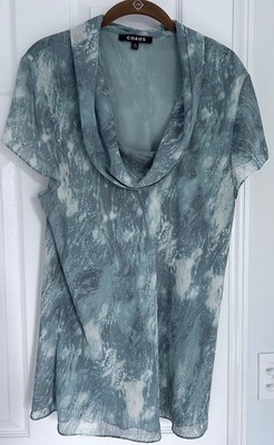 Chaus Cowl Neck Flutter Sleeve Blouse XL Lt Mint Green Flowy Lightweight Shirt