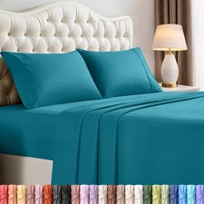 Queen Size Sheet Set   4 Piece Bed Sheets, Soft and Breathable Microfiber, In...