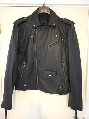 Costume National CNC GENTS BLACK LEATHER BIKER JACKET. SIZE M. - Image 1 of 4
