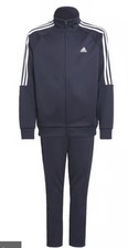 Image of Adidas Tracksuit Navy Blue Boys Full Zip 3 Stripe Jacket & Joggers Set Aged 7-8