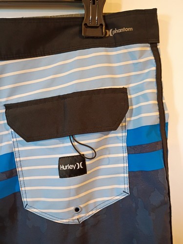 Hurley Phantom Boardshorts Mens 34 Blue Black Gray Stripe Camo Swim Surf Beach - Picture 4 of 7