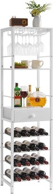 Wine Rack Freestanding Floor Bar Cabinet Liquor & Glasses,Coffee Bar Cabinet