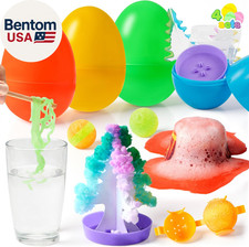 4Pcs Jumbo Easter Science Experiment Eggs, Colorful Eggs Prefilled with 4 Fun Ed