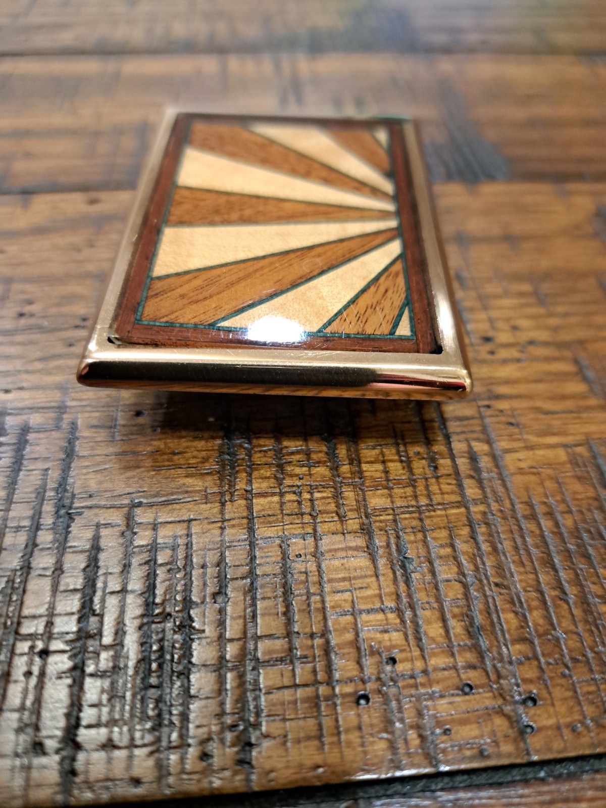 Tech Ether Guild Solid Brass & Wood Marquetry Ris… - image 3