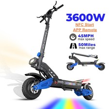 Dual Motor 3600W Electric Scooter 45MPH 50Mil Off-Road NFC Start APP Control 60V
