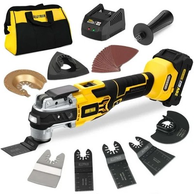 Alloyman 20V Cordless Brushless Oscillating Tool, 19000OPM, 3° Oscil Angle 24pcs