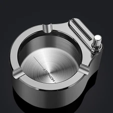 Retro Metal Ashtray Flint Kerosene Lighter Gadget Home Office Desktop Decoration