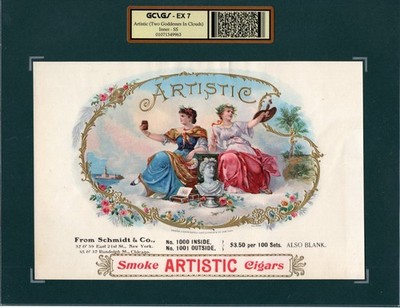 RARE Old Original ARTISTIC Sample Cigar Label - TWO GODDESSES IN CLOUDS