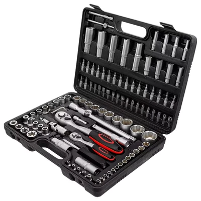 Coffret Clé à Cliquet + Douilles 108 Pièces – Jeu d’Outils Mécanique Acier - Photo 1/4