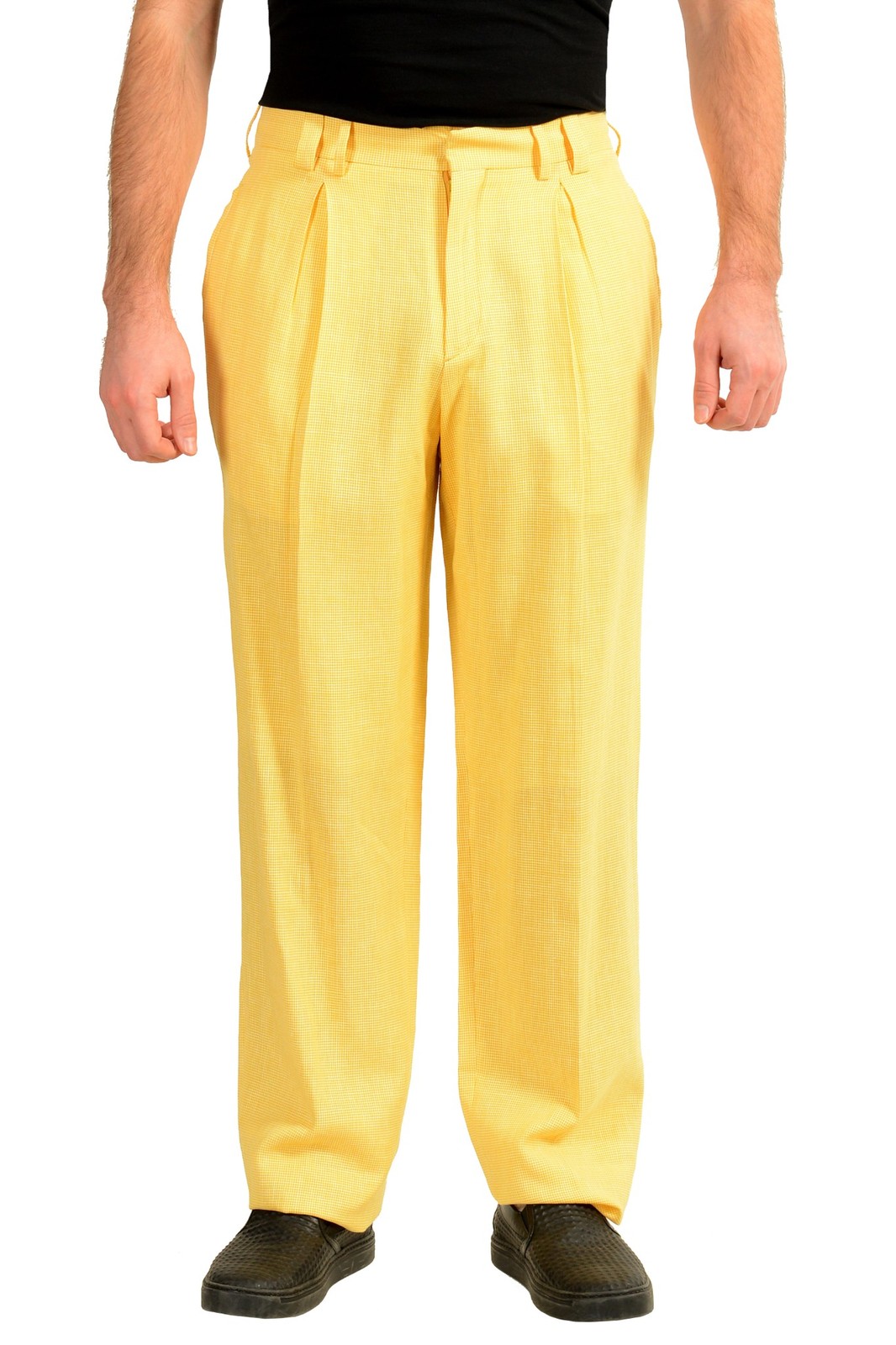 Мужские брюки Versace в двухцветную клетку с плиссировкой спереди размер US 32-48 41690₽