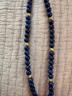 Vintage Pauline Radar Blue Stone & Gold Tone Balls Long Necklace  — photo 5