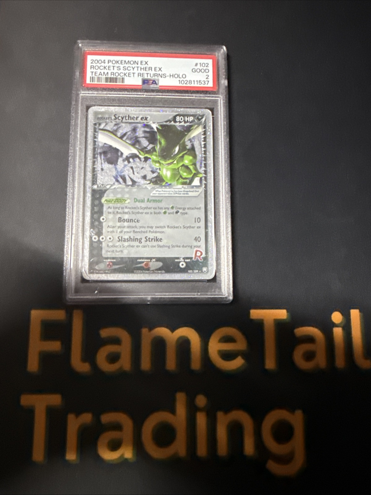 Pokemon 2004 Rockets Scyther EX 102/109 Holo EX Team Rocket Returns PSA 2