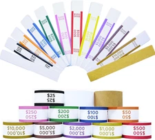 Money Bands for Cash 600Pcs Self-Adhesive Money Wrappers Bills Currency Strap