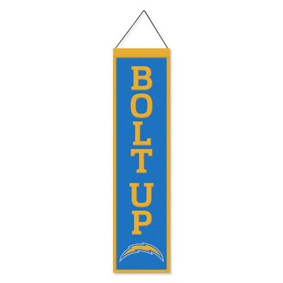 Los Angeles Chargers Bolt Up 8x32 Inch Vertical Wool Embroidered Hanging Banner