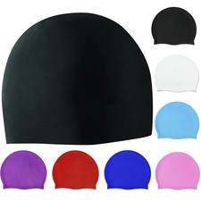 Silicone Swimming Cap Solid Color Long Hair Clean Swim Pool For Adult Men Women