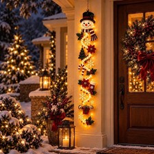 Glowing Christmas Door Hanger Decorations for Walls, Windows, Covered Porches