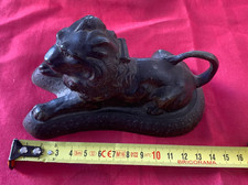 encrier ancien lion metal patiné