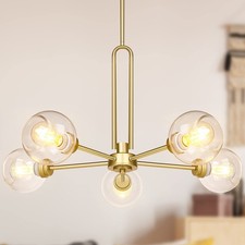 Globe Chandelier Pendant Lighting, Gold Modern Large Semi-Flush Ceiling Light...