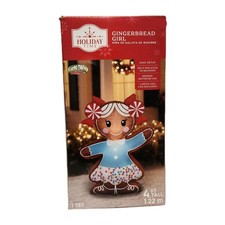 Holiday Time 4 Ft Tall Gingerbread Girl Light Up Christmas Airblown Inflatable