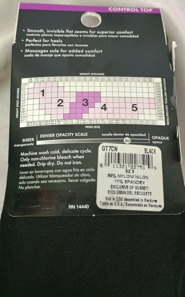 GEORGE Women's Control Top Stocking Massaging Sole Super Opaque Black Size 3 - Image 3 of 4