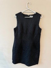 Alfred Sung Knit Shift Dress Sleeveless Cotton Blend Black Women Size 10