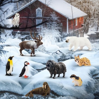 NatureMan Mini set di giocattoli per animali artici 10 pezzi statuette