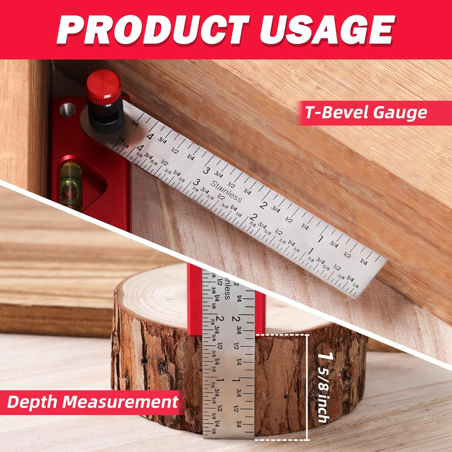 6 in 1 Rafter Square with Carpenter Pencil, 7In Rafter Square Multi-Purpose Carp