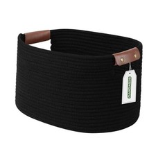 Cotton Rope Basket, Storage Baskets with Handle, 15x10x9 1 Pack Black-1Pack