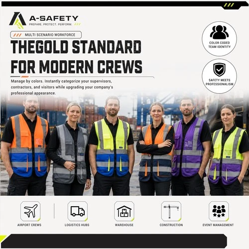 Hi-Vis Reflective Vest, Reinforced Points, Zipper, Orange/Navy, M image 3