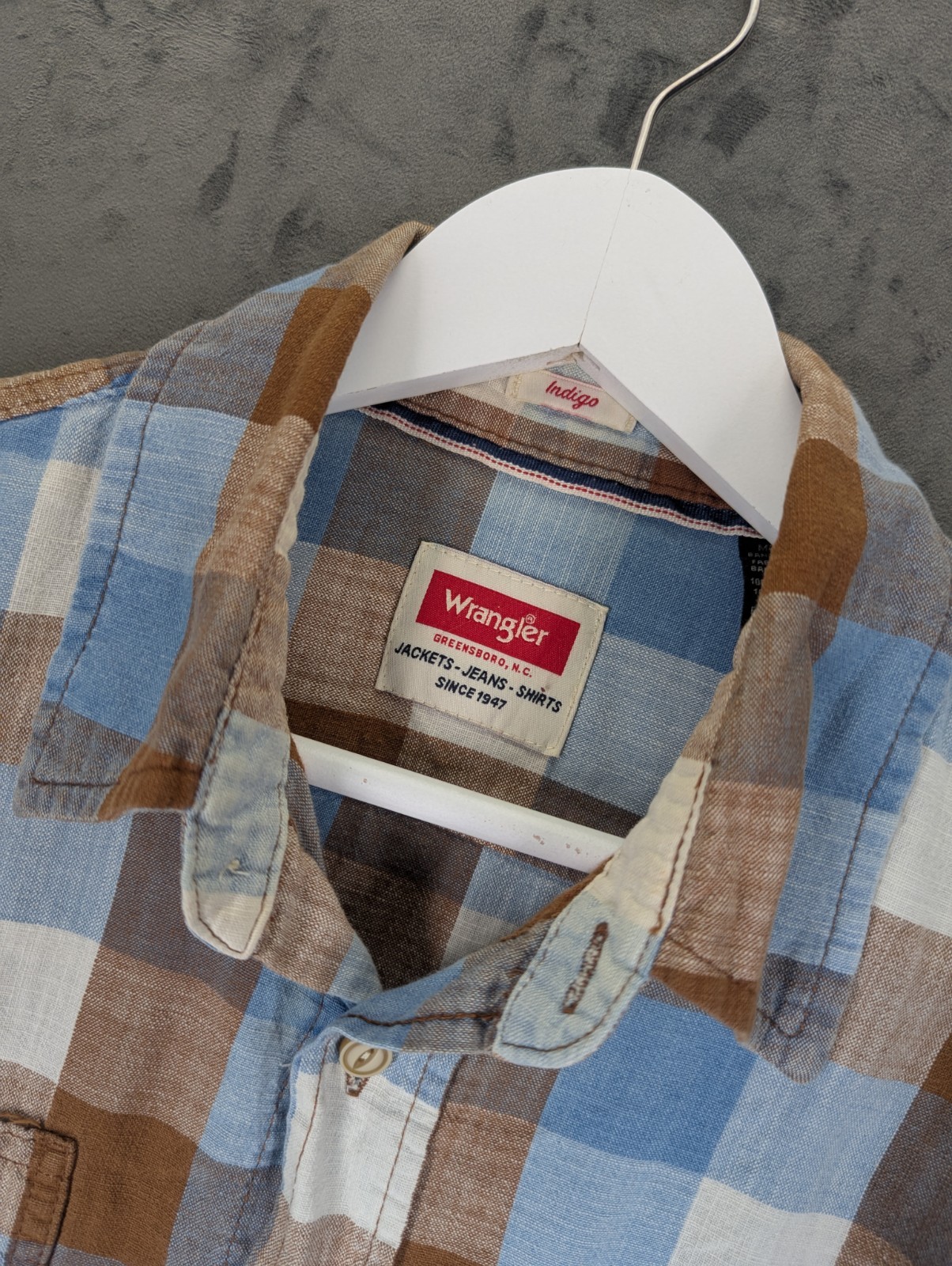 Wrangler Cotton Shirt Men's Size Medium Plaid Check Long Sleeve Button Down USA image 7