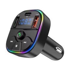 Bluetooth FM Transmitter USB Fast Charging Hands-Free Ambient Light Player