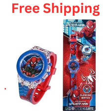 Children Spiderman Watch Cartoon Flashing Light Up Digital Spider Man Kids Flash