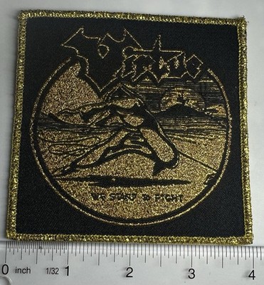 Virtue We Stand To Fight Gold Border Gold Metallic Threading Woven Patch