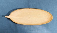 Wooden Decorative Tray Leaf Shaped Wood White Washed Approx 15 3/4 Inch