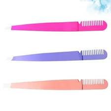 3 Pcs Stainless Steel Curved Tweezer Eyelash Tweezers for Women Eyebrow Plucker