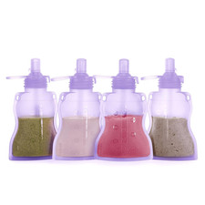 Baby Food Pouch Refillable Baby Squeeze Silicone Yummy Pouch, Soft Reusable Sque