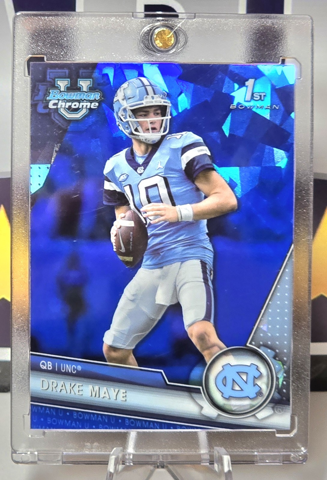 2023 Bowman Chrome U 1st Sapphire Refractor Drake Maye Rookie UNC Tarheels