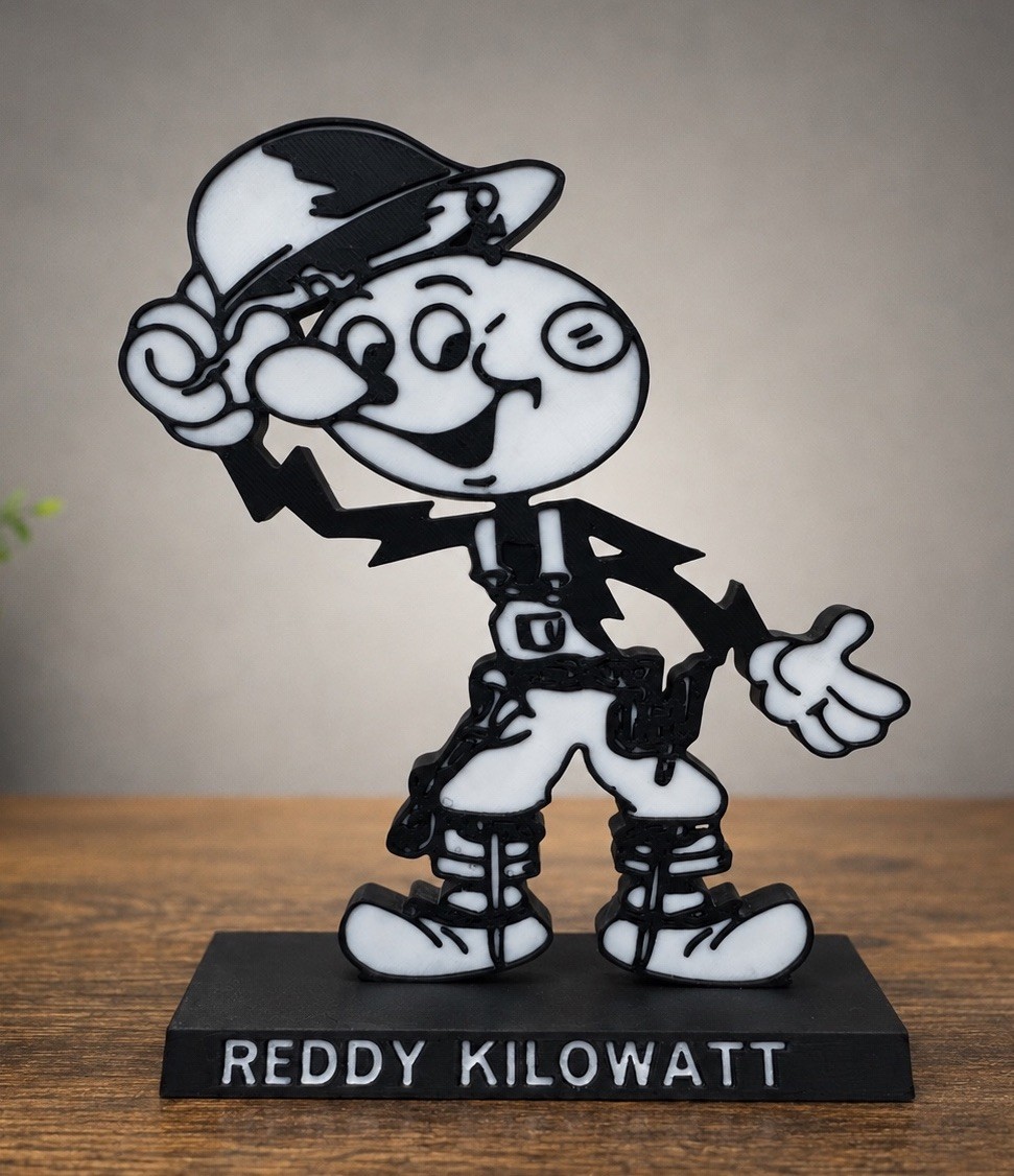 Reddy Kilowatt B&W Electrician Lineman Sign 6” Retro Mascot Figure