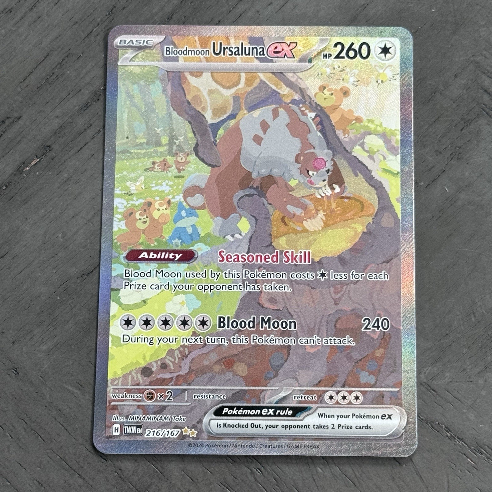 Pokemon Bloodmoon Ursaluna ex 216/167 SV06 Twilight Masquerade SIR Illustration