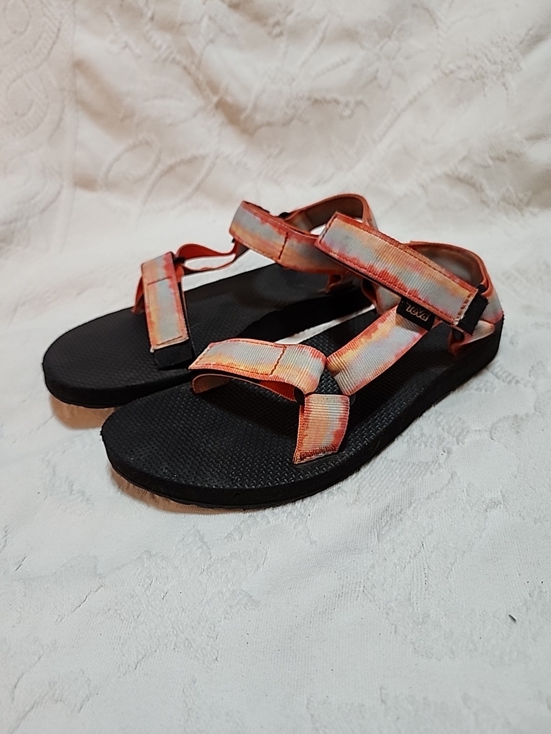 Teva Women's Original Orange And Blue Tie Dye Sandal Size 7/38