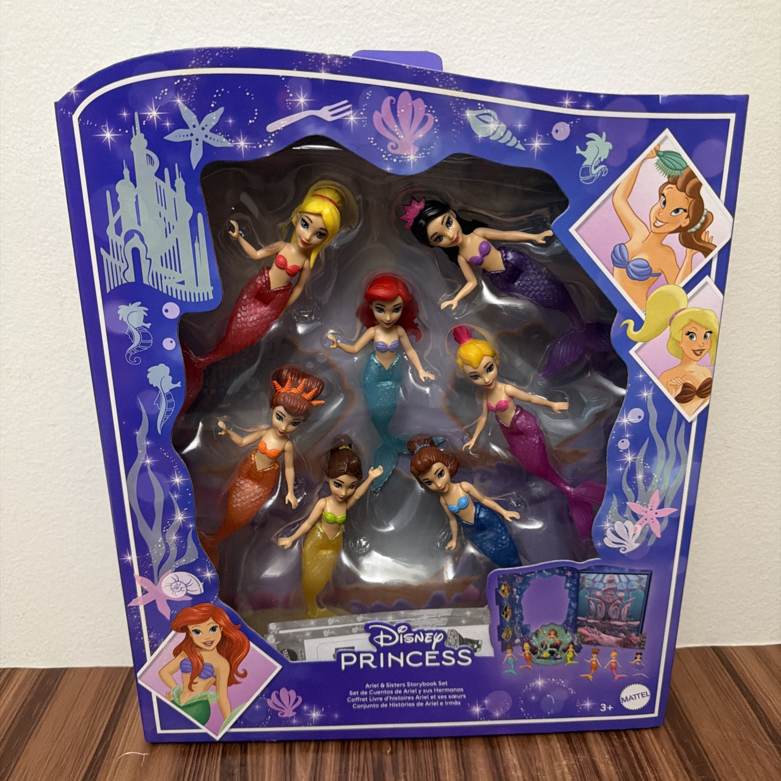 Disney Princess The Little Mermaid Ariel & Sisters Storybook Set 7 Pack Dolls